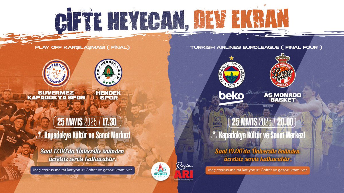 nevsehir_bel's tweet photo. Çifte Heyecan Dev Ekranda

https://t.co/iyaU5EucGJ https://t.co/20u02frgW1