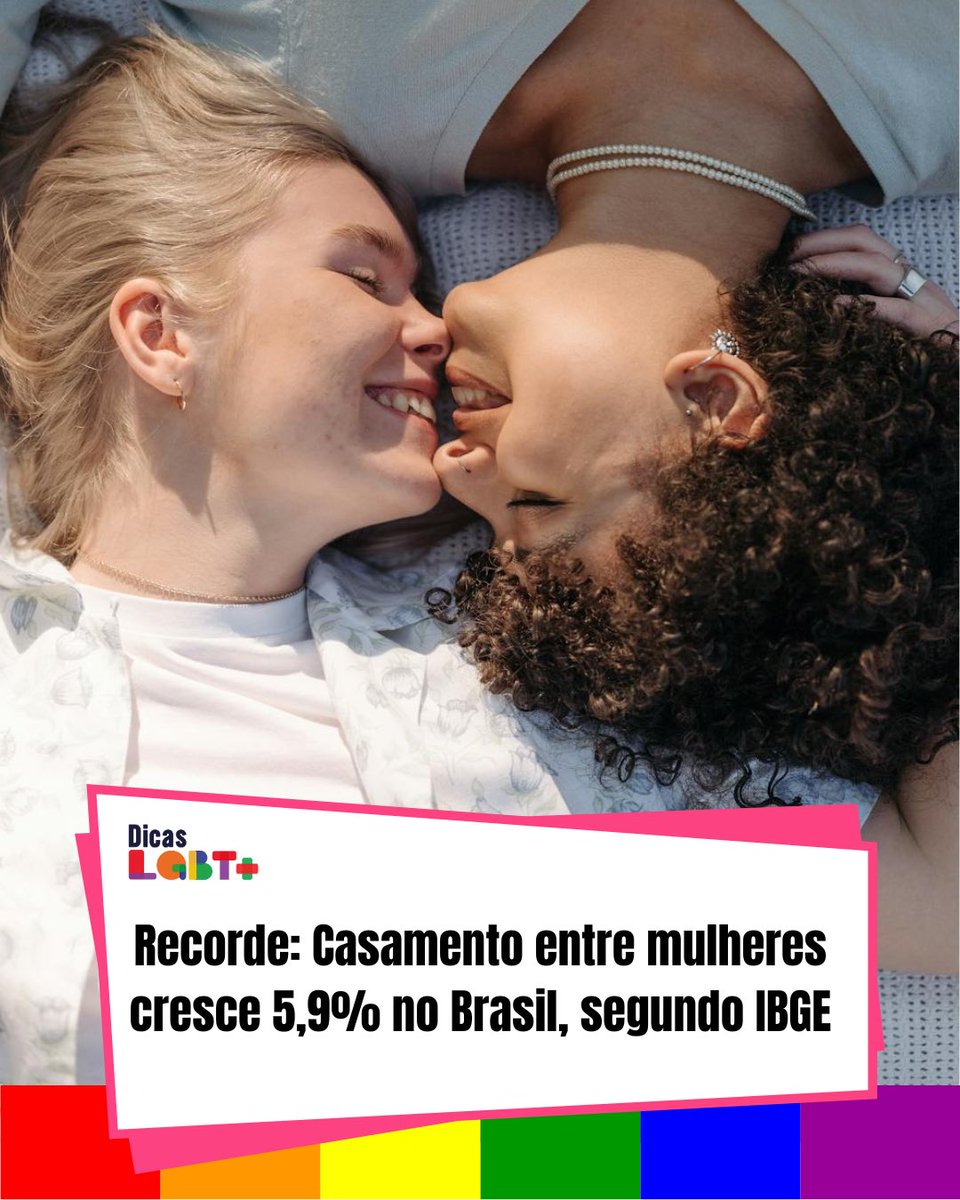 DicasLGBT's tweet photo. O maior número de casamentos lésbicos registrados no Brasil foi, até então, de 7 mil matrimônios, em 2023, segundo o Instituto Brasileiro de Geografia e Estatística (IBGE). União estável.
E você, já casou? Tem o sonho de casar? Conta pra gente :) https://t.co/vh7eAUvwZA