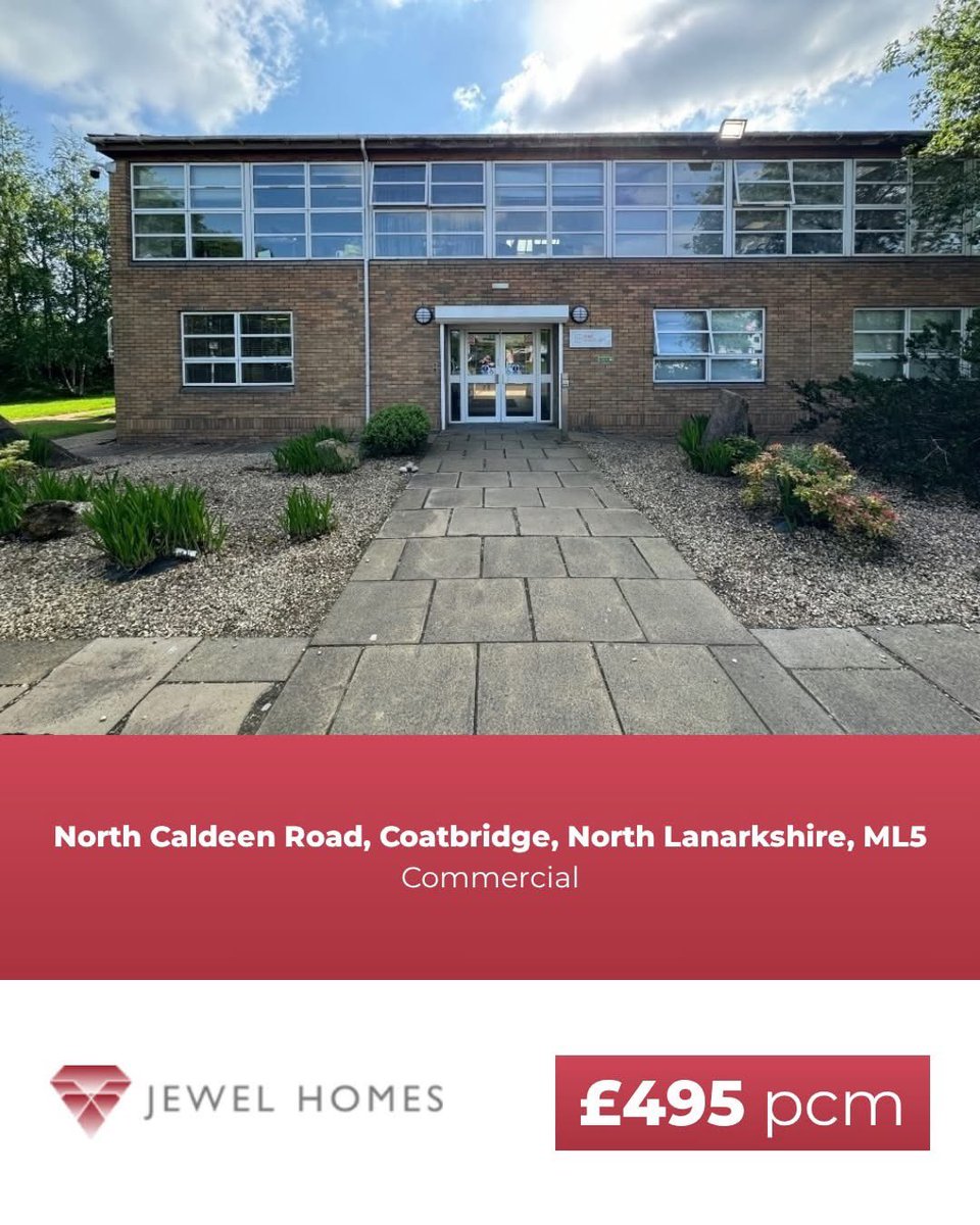 📍 North Caldeen Road, Coatbridge, North Lanarkshire, ML5
🏠 Commercial. £495 pcm

Bespoke Serviced Office to let in Coatbridge.

For more information please visit our website or contact us via:
📞 | 01236 793426 
✉ | info@jewelhomes.co.uk
🌎 | jewelhomes.co.uk