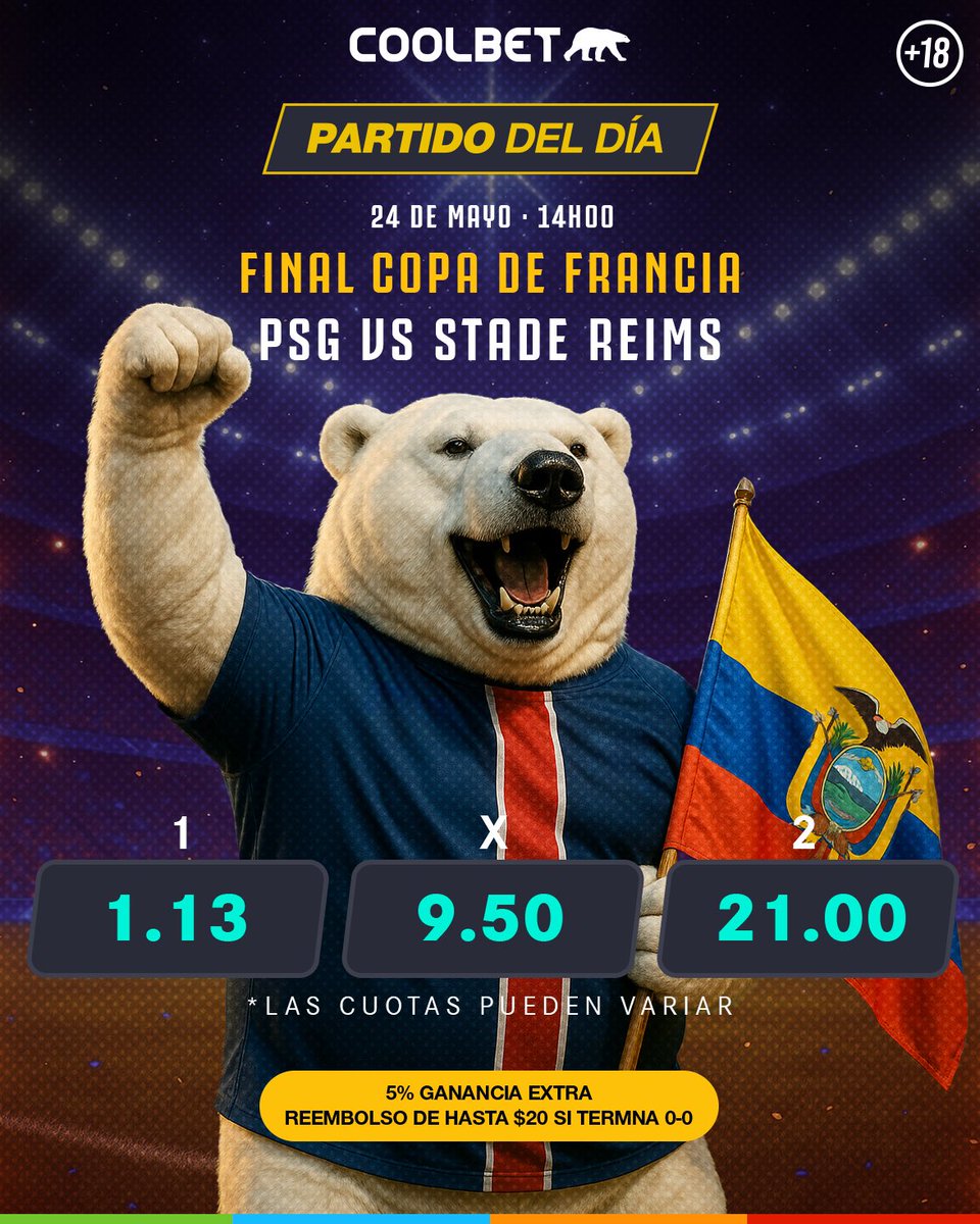 PACHITO QUIERE SER CAMPEÓN 🔝🏆⚽️

Se juega la final de la Copa de Francia 🇫🇷 y nuestro compatriota quiere levantar el trofeo. 

Y tú 🫵 ya jugaste con el Oso Revoltoso (?) 🐻‍❄️✅🤑