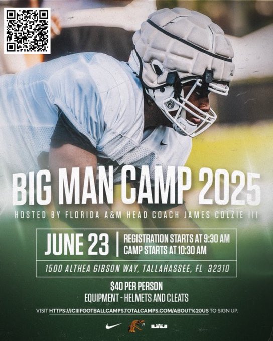 Camp Season Is Almost Here! 👀

2025s , Transfers , JUCO Are Up First
 June 4th! 📆

🐍 Future Rattlers, It’s That Time!

Compete &amp; Dominate With Confidence!🐍

Tallahassee, FL📍

Link Below⬇️
jciiifootballcamps.totalcamps.com/shop/EVENT

 #WelcomeToTheHill ⛰️#RattlerPride 🐍#Strike ⚡️