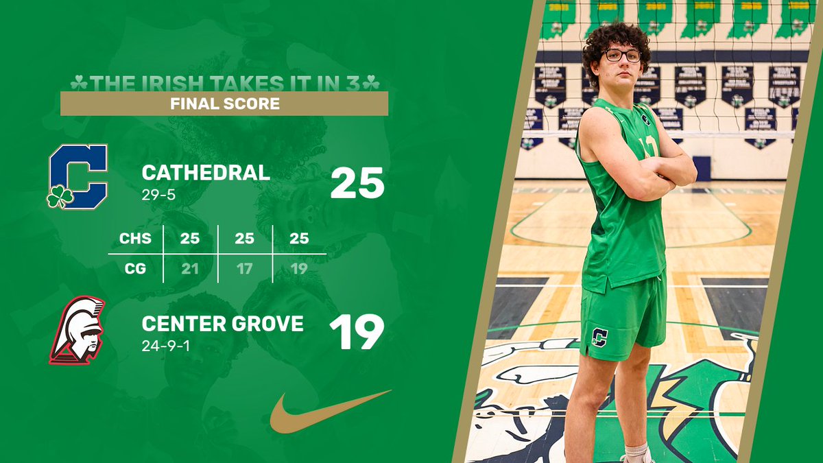 🏐 VICTORY! The Fighting Irish (29-5) continue their impressive season with a commanding 3-0 win over the Trojans! Cathedral takes it 25-21, 25-17, 25-19! #GoIrish☘️