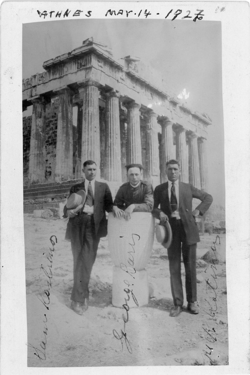Cameron112's tweet image. Athens, Greece went crazy. Fun fact: the picture from 1927 is my great grandpa Sam (on the left) hanging at the Parthenon where we just were. Europe tour is ripping. Belgrade, Serbia tonight