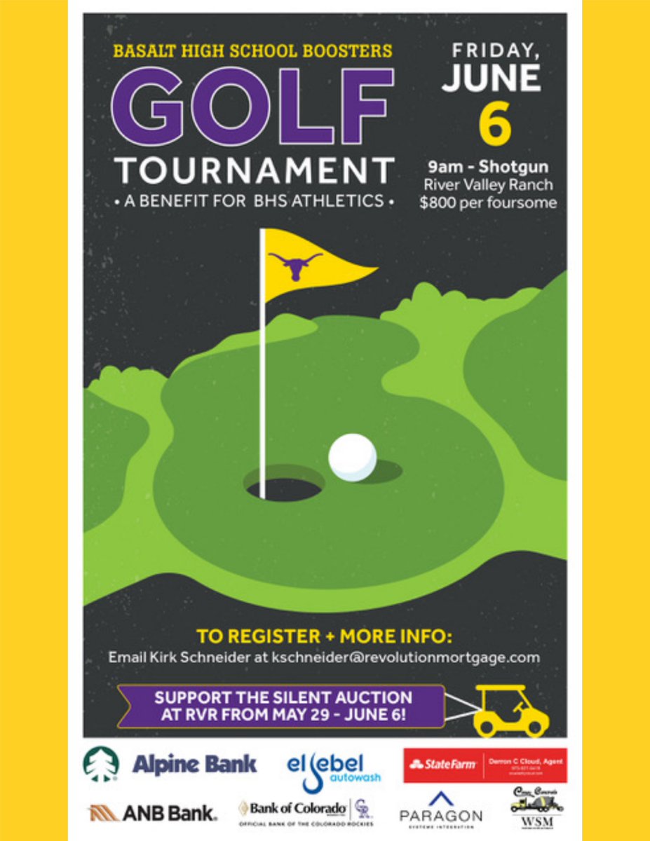 Don't forget to support the BHS Booster Club &amp; BHS Athletics in the Annual Golf Tournament! It's coming up soon - make sure to get registered. 
¡No olviden apoyar al Club de Apoyo y al Equipo de Atletismo de BHS en el Torneo Anual de Golf! ¡Se acerca! ¡Inscríbanse!