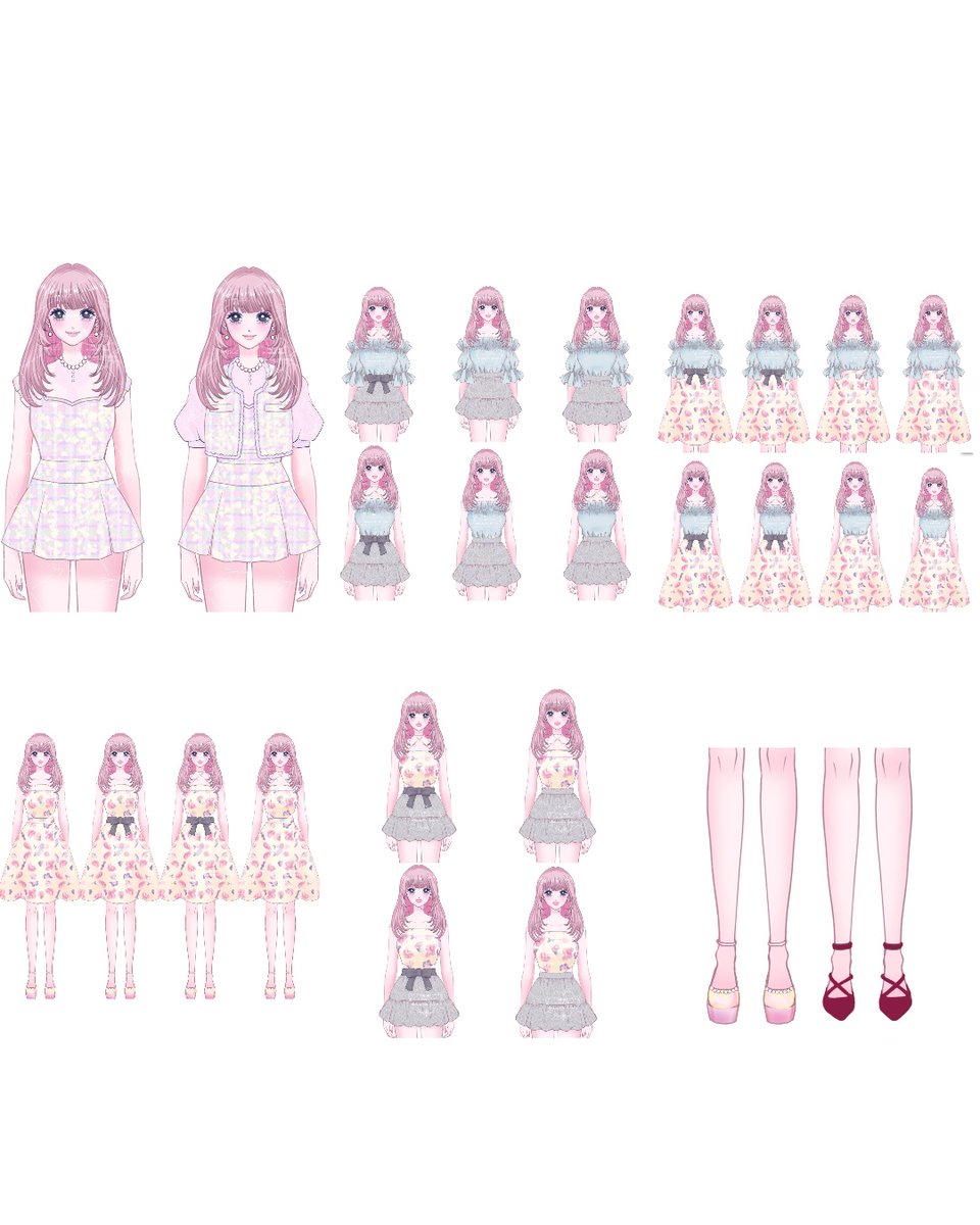 汎用モデル一体＋お着替え24コーデセット販売開始しました💫
(パーツ分け済みPSD)

✧ 推し色・柄など変更OK
✧ 24通りのコーディネートが出来るスペシャルセット
✧ 自モデル様への着せ替えOK

詳細▶︎nizima.com/Item/DetailIte…

#Live2D #nizima販売 #Vtuber衣装素材