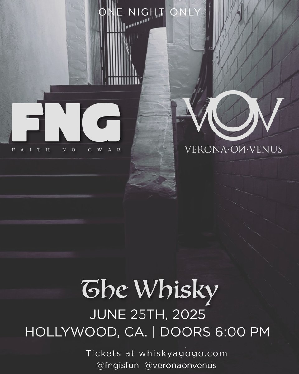 Verona on Venus (@veronaonvenus) on Twitter photo Verona on Venus and Faith No Gwar walk into <a href="/TheWhiskyAGoGo/">Whisky A Go-Go</a>...
Tickets: whiskyagogo.com/calendar/event…
#veronaonvenus #faithnogwar #VoV #FNG #TheWhisky #LiveMusic #whiskyagogo Verona on Venus and Faith No Gwar walk into <a href="/TheWhiskyAGoGo/">Whisky A Go-Go</a>...
Tickets: whiskyagogo.com/calendar/event…
#veronaonvenus #faithnogwar #VoV #FNG #TheWhisky #LiveMusic #whiskyagogo