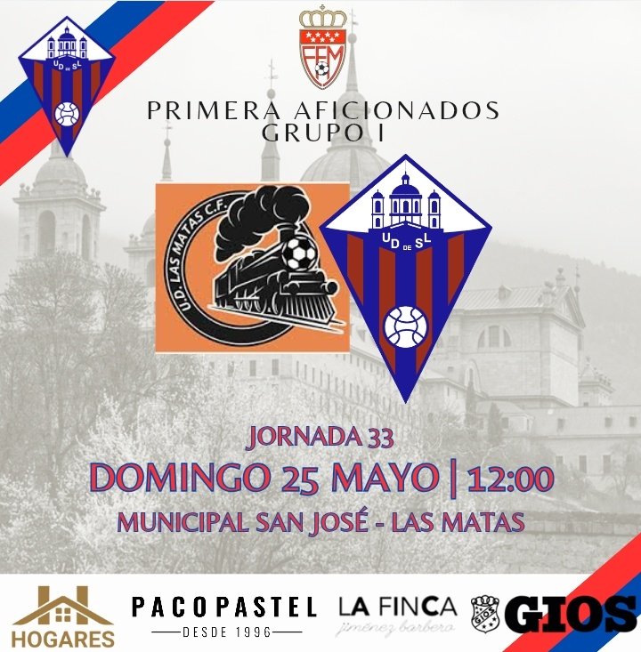 ⚽ DÍA DE PARTIDO
LA PERMANENCIA EN JUEGO❗

🏆 PRIMERA AFICIONADOS GRUPO 1️⃣
🚩 JORNADA 3️⃣3️⃣

UD Las Matas 🆚 UD San Lorenzo 

📅 Domingo 2️⃣5️⃣
🕛 12:00
🏟️ Pvo. San José, Las Matas

#aupasanlo 🔴🔵🔴
#MiPuebloMiEquipo