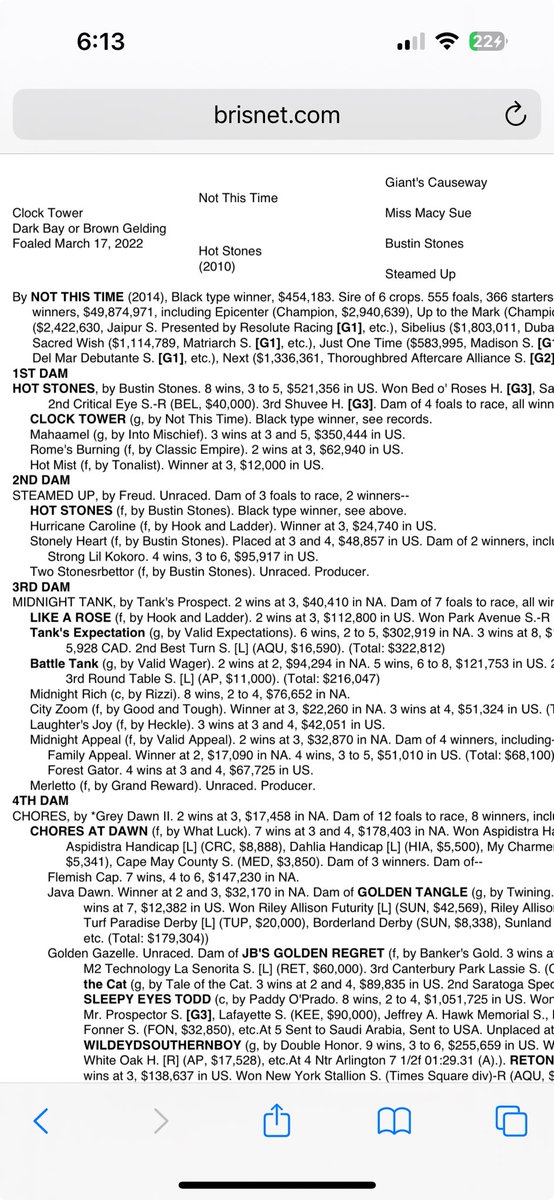 Mark Taylor (@taylormademark) on Twitter photo Impressive win for <a href="/TMStallions/">Taylor Made Stallions</a> Not This Time's son CLOCK TOWER! Interesting breeding pattern being line bred to Mariah's Storm through full brothers Giant's Causeway & Freud.
<a href="/cyfanatic/">Jason Loutsch</a> <a href="/HadandHay/">Travis White</a> <a href="/steve_kempton/">Steve Castagnola</a> Impressive win for <a href="/TMStallions/">Taylor Made Stallions</a> Not This Time's son CLOCK TOWER! Interesting breeding pattern being line bred to Mariah's Storm through full brothers Giant's Causeway & Freud.
<a href="/cyfanatic/">Jason Loutsch</a> <a href="/HadandHay/">Travis White</a> <a href="/steve_kempton/">Steve Castagnola</a>