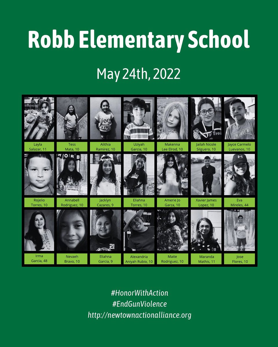 Three years ago, 19 fourth graders &amp; two teachers were killed in a mass shooting at Robb Elementary School in Uvalde, Texas.

Honor them with action by calling your members of Congress at (202) 224-3121 to pass an #AssaultWeaponsBan.

#EndGunViolence #BanAssaultWeapons