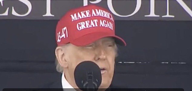 Trump’s political rally speech to West Point cadets was a slurring rambling disaster. 

He praised foreign dictators.  

Compared himself to Capone.  

Spoke of spreading democracy at gun point. 

Bitched about trophy wives.  

And confirmed he has no clue what stealth means.