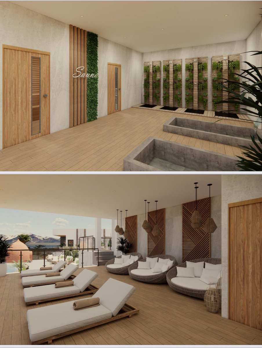 Render for the spa. 
Bitcoin mountain 🚀
Feedback more than welcome 
Sauna, dry sauna, massage rooms, cold plunge, gym, pool with natural spring water