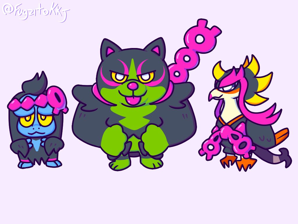 Just a silly drawing.🐵🐶🐦

#pokemon #pokemonart #scarletandviolet #okidogi #fezandipiti #munkidori #tealmask