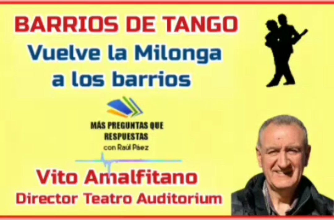 En MÁS PREGUNTAS QUE RESPUESTAS VITO AMALFITANO director del Teatro Auditorium nos habló de BARRIOS DE TANGO la vuelta de la milongas a los barrios de Mar del Plata.

youtu.be/lacsmj2FL-I?si…
