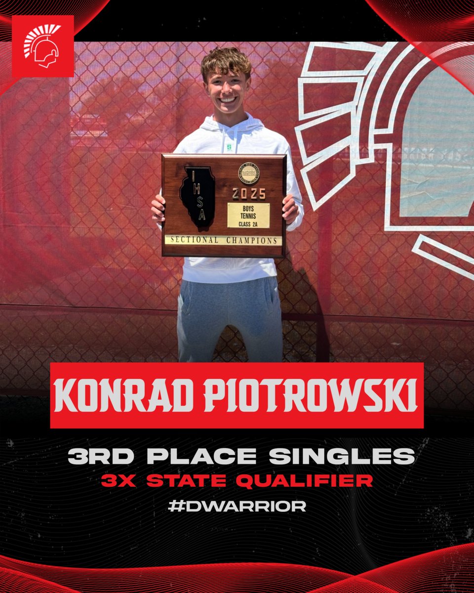DHS Boys Tennis (@dwarriortennis) on Twitter photo 🎾KONRAD PIOTROWSKI🎾
▪️3rd place finish🥉
▪️3x state qualifier
▪️First time singles qualifier
Put on a clinical performance in the qualifying round before coming up short vs. a talented Stevenson opponent. 🔴⚫️
#DWarrior #4D #allSmiles #veteran
<a href="/DHS__Athletics/">Deerfield Athletics</a> 🎾KONRAD PIOTROWSKI🎾
▪️3rd place finish🥉
▪️3x state qualifier
▪️First time singles qualifier
Put on a clinical performance in the qualifying round before coming up short vs. a talented Stevenson opponent. 🔴⚫️
#DWarrior #4D #allSmiles #veteran
<a href="/DHS__Athletics/">Deerfield Athletics</a>