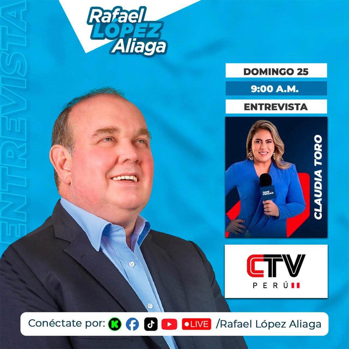 🔵 #𝗘𝗻𝘁𝗿𝗲𝘃𝗶𝘀𝘁𝗮 | Queridos hermanos, este domingo 25 a las 9:00 a. m. estaré conversando con Claudia Toro sobre las iniciativas, acciones y megaobras que venimos impulsando desde nuestra gestión municipal.
