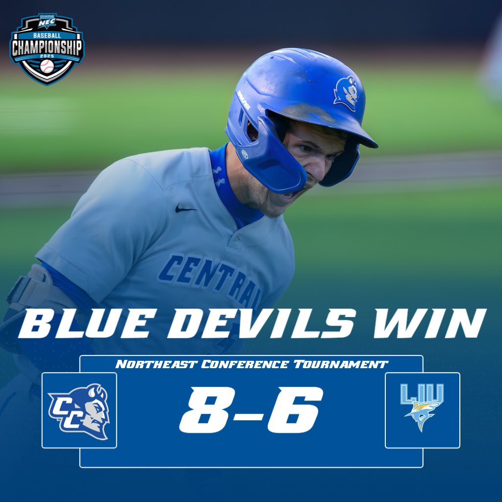 CCSU Blue Devils (@ccsubluedevils) on Twitter photo ⚾️ RECAP | NEC TOURNAMENT
<a href="/ccsubaseball/">CCSU Baseball</a> 8, LIU 6
⚾️ Gordon: 3-5, 2 RBI, 1 R, SB
⚾️ Hickey: 800th career win
⚾️ Short: 1-2, 2 R, 2 RBI
📰 🔗 tinyurl.com/2sssh62e
⏭ NEC Championship Round; Sun. 11 am
#GoBlueDevils | #NECBaseball ⚾️ RECAP | NEC TOURNAMENT
<a href="/ccsubaseball/">CCSU Baseball</a> 8, LIU 6
⚾️ Gordon: 3-5, 2 RBI, 1 R, SB
⚾️ Hickey: 800th career win
⚾️ Short: 1-2, 2 R, 2 RBI
📰 🔗 tinyurl.com/2sssh62e
⏭ NEC Championship Round; Sun. 11 am
#GoBlueDevils | #NECBaseball