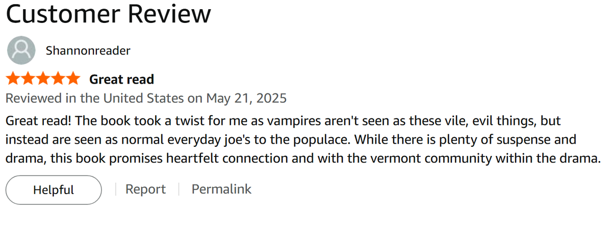 #writerslift #writerslife 
Another great Amazon review for "Vesper Glen" ...