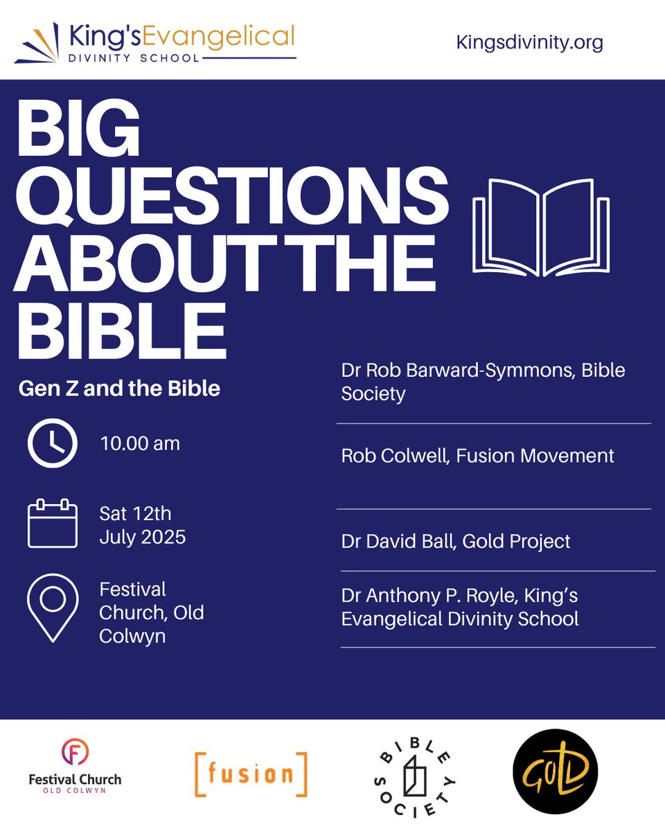 KingsDivinity's tweet image. There is a “quiet revival” happening among UK youth, and you have a part to play.

Join us for “Big Questions about the Bible” and explore the latest research on Gen Z and the Bible.

To learn more and sign up, follow the link below: shorturl.at/EZPQm.