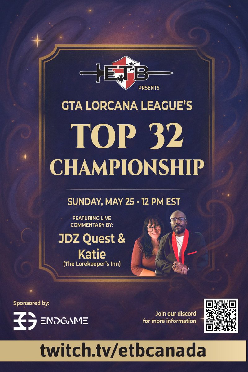 🚨TOMORROW🚨

Join <a href="/JdzQuest/">JDZ Quest</a> and myself as we cover the GTA Lorcana Leagues Top 32 Championship! The tournament is presented by the fine folks of <a href="/EnterTheBattle1/">Enter The Battlefield</a> and you can tune via Twitch starting at 12 PM EST!

Hope to see you all there!