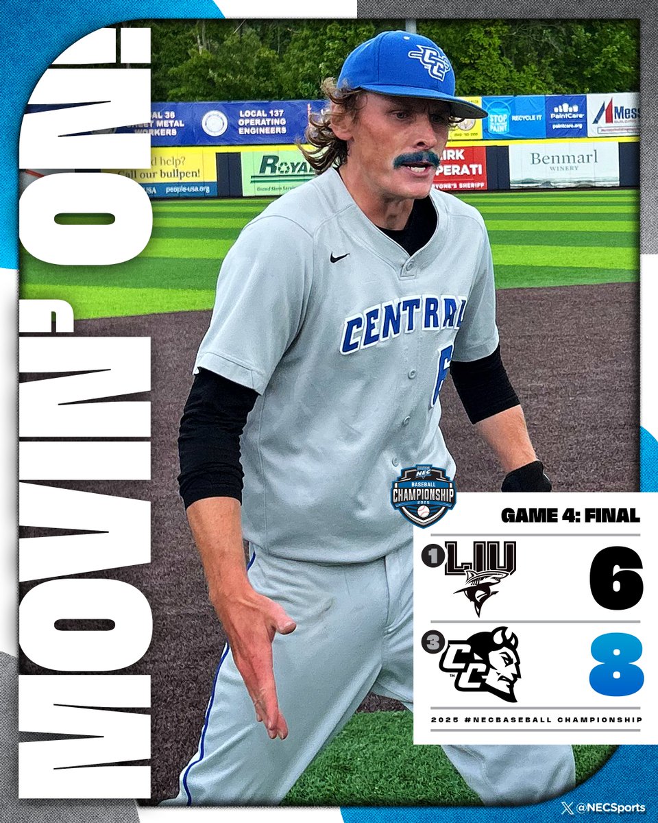 NEC Baseball (@necbaseball) on Twitter photo ๐พ๐๐ผ๐๐๐๐๐๐๐๐๐ ๐ฝ๐๐๐๐ฟโพ๏ธ๐
<a href="/ccsubaseball/">CCSU Baseball</a> is championship bound for the 11th time in program history after a thrilling 8-6 win over LIU.
#NECBaseball x #NECchamps ๐พ๐๐ผ๐๐๐๐๐๐๐๐๐ ๐ฝ๐๐๐๐ฟโพ๏ธ๐
<a href="/ccsubaseball/">CCSU Baseball</a> is championship bound for the 11th time in program history after a thrilling 8-6 win over LIU.
#NECBaseball x #NECchamps