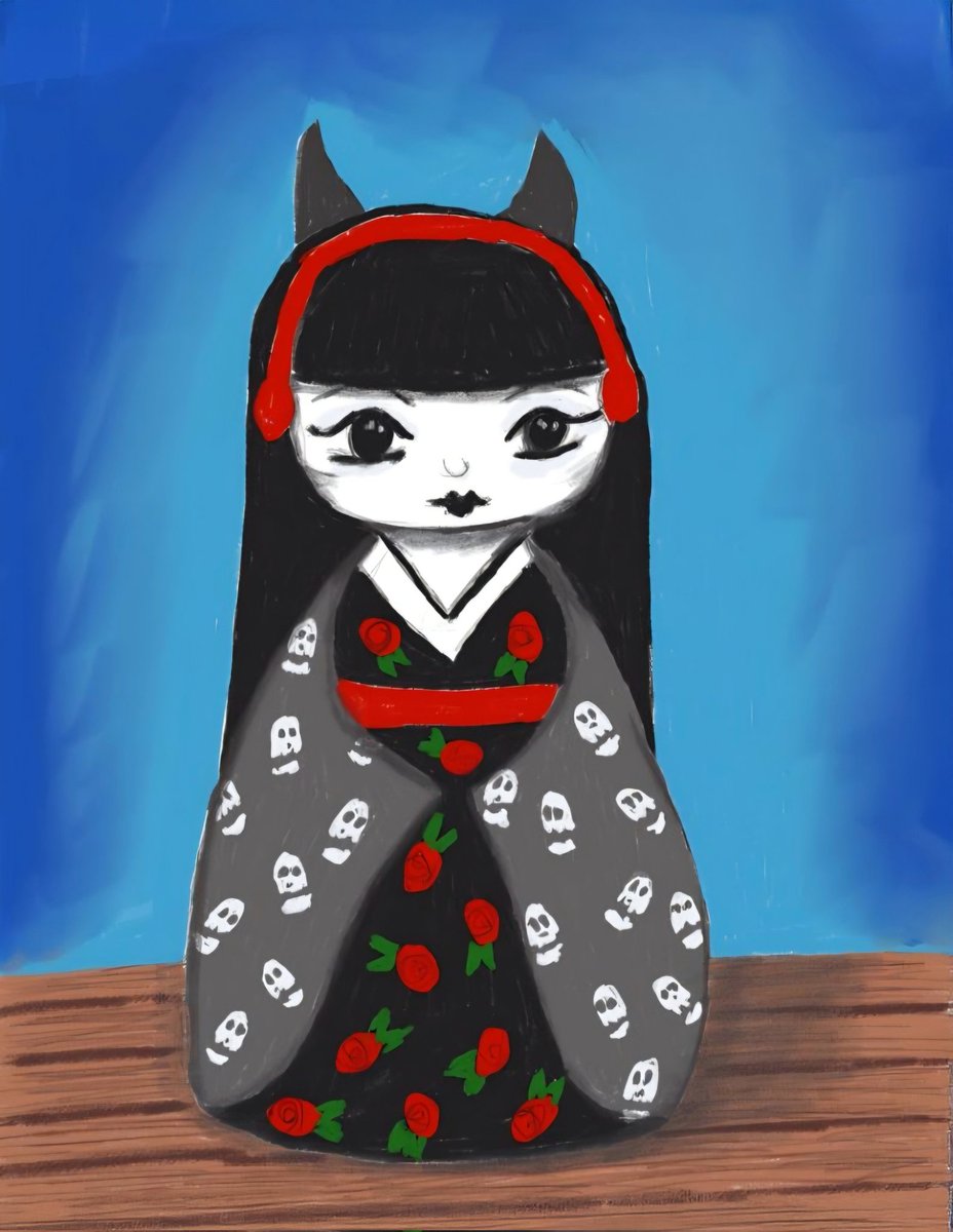 tace_art's tweet photo. 🖤 Goth Kokeshi 🖤
Cute. Creepy. Calm.
Hand-drawn digital art celebrating contrasts—florals and skulls, tradition and rebellion.
#GothArt #KokeshiDoll #AltArtist #DigitalArt #SkullsAndRoses #DarkCute #SelfTaughtArtist #TaceCreates #LeedsArtScene https://t.co/qHgnqt41ZT
