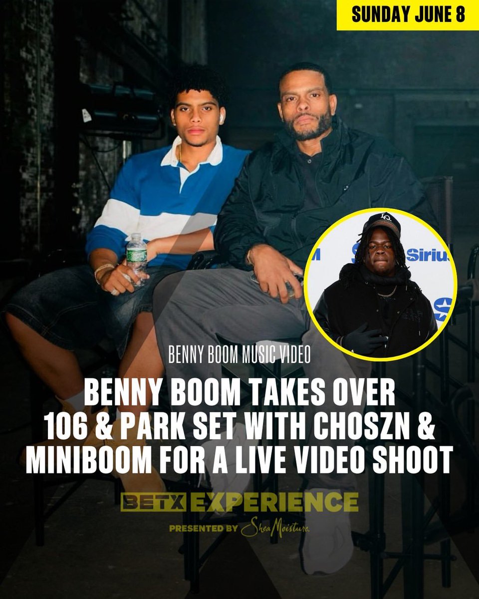 So BOOM 👏🏾 <a href="/BET/">BET</a> is relaunching 106&amp;Park during BET Week and my artist <a href="/Choszn1ne/">CHOSZN</a> will be hitting that stage and the legendary Benny Boom will be shooting the music video for it and his son Mini Boom will be co producing the song.
