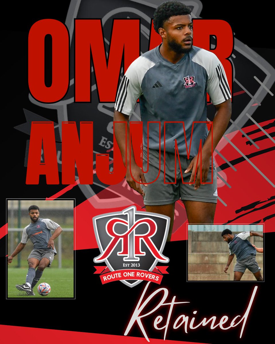 𝗥𝗘𝗧𝗔𝗜𝗡𝗘𝗗 🤝

We are proud to announce that commanding centre-back Omar Anjum has renewed for a third season with Route One Rovers!

A rock at the heart of our defence, Omar’s leadership and consistency make him a key figure in our squad.

❤️🖤