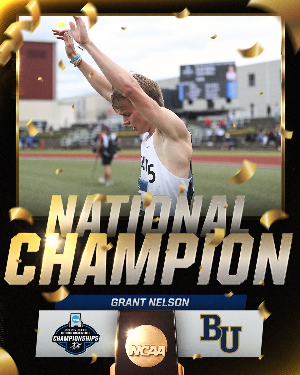NCAA Division III (@ncaadiii) on Twitter photo NATIONAL CHAMPION🏆
Grant Nelson of <a href="/BethelRoyals/">Bethel Royals</a> wins the men's 400m title with a time of 46.68 seconds!
#WhyD3 | #D3tf NATIONAL CHAMPION🏆
Grant Nelson of <a href="/BethelRoyals/">Bethel Royals</a> wins the men's 400m title with a time of 46.68 seconds!
#WhyD3 | #D3tf