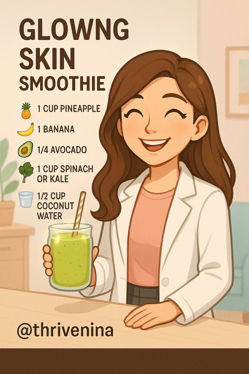 Glowing Skin Starts From Within!
Blend your way to radiant skin with this delicious, nutrient-packed smoothie:

1 cup pineapple

1 banana

¼ avocado

1 cup spinach or kale

½ cup coconut water

Hydration + vitamins = glow mode ON!

Calories: ~300
Skin Goals: Achieved.

Follow