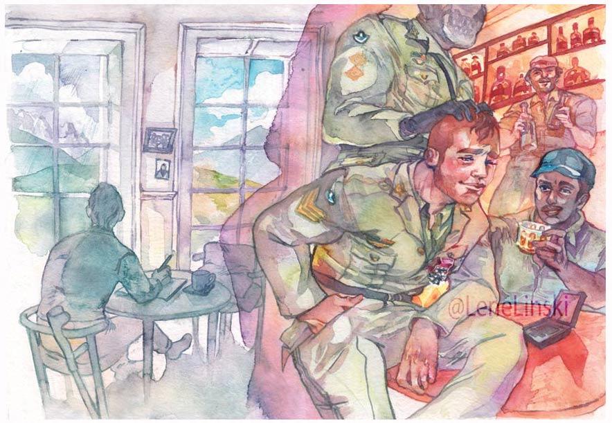 LeneLinski's tweet image. “You may get a brag rag for this.”
"A medal?”
“Chest candy.”
🧼💀🧢💰an intended double page spread as a fix-it after cod mw 3 🩵 #codmw3 #tf141 #ghoap