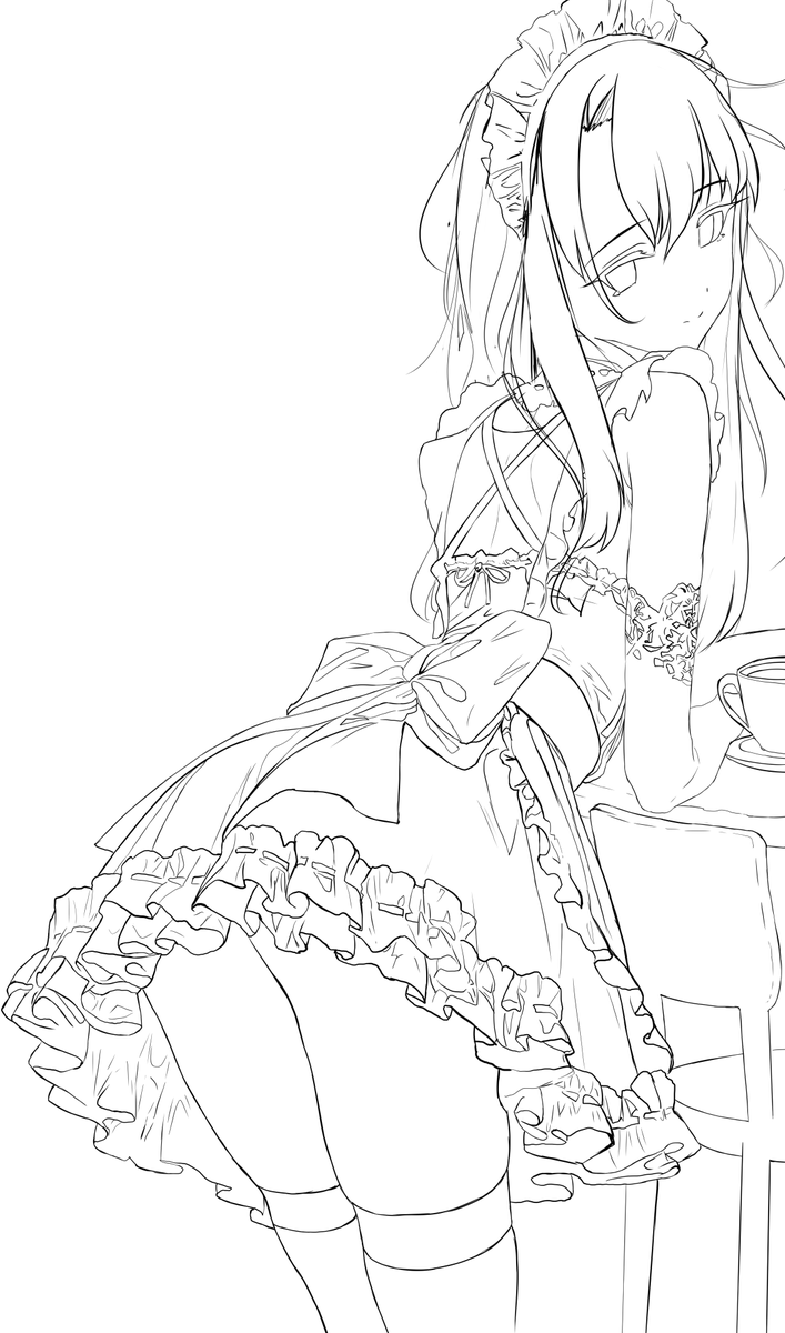 SabreFeelings's tweet image. Maid Iliya drawing process