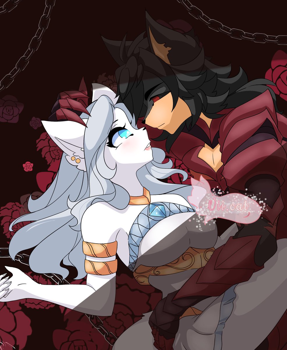 Dark Romance~ 🌹⛓️
Some Garrita art to share! Really glad that I decided to finish this old piece!💐
Garrek belongs to <a href="/Lone_Phantom_/">Lone</a> 
•
#art #digitalart #anthroart #furryart #illustration #ibisPaintX