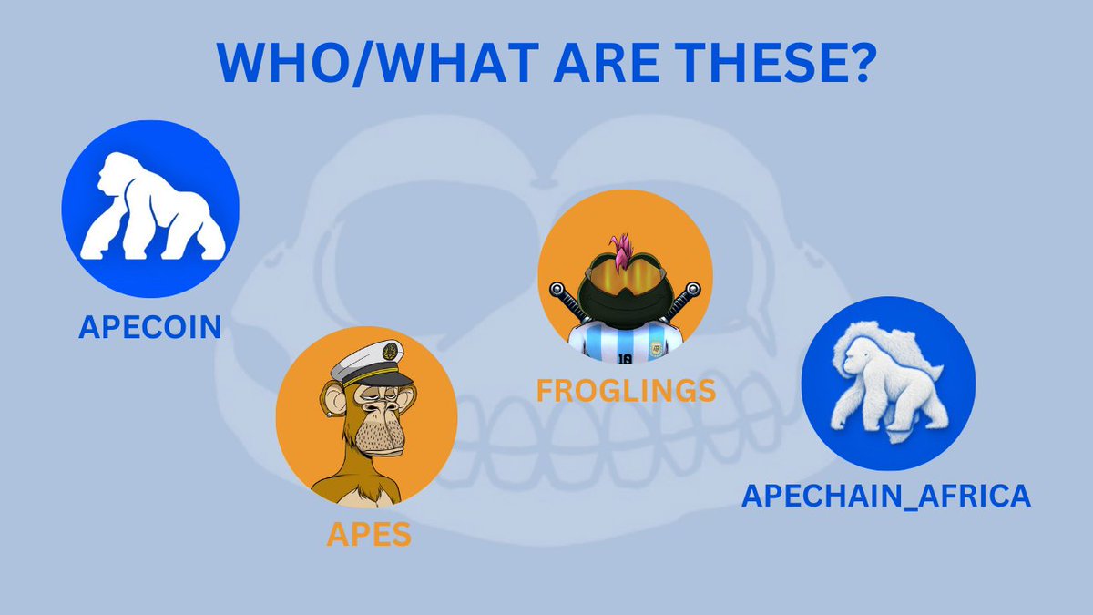 ɛʀǟ🦍🔥 (@px_newera_web3) on Twitter photo Who are these Apes? 
Who are these Froglings? 
What is ApeCoin? 
What is Apechain? 
Oh yes, there's even Apechain Africa, what are these?  
THESE ARE QUESTIONS PEOPLE ASK EVERY DAY ON TIMELINE AND X SPACES. 
Well, I'm not all-knowing, but I can take you on a ride to explain all Who are these Apes? 
Who are these Froglings? 
What is ApeCoin? 
What is Apechain? 
Oh yes, there's even Apechain Africa, what are these?  
THESE ARE QUESTIONS PEOPLE ASK EVERY DAY ON TIMELINE AND X SPACES. 
Well, I'm not all-knowing, but I can take you on a ride to explain all
