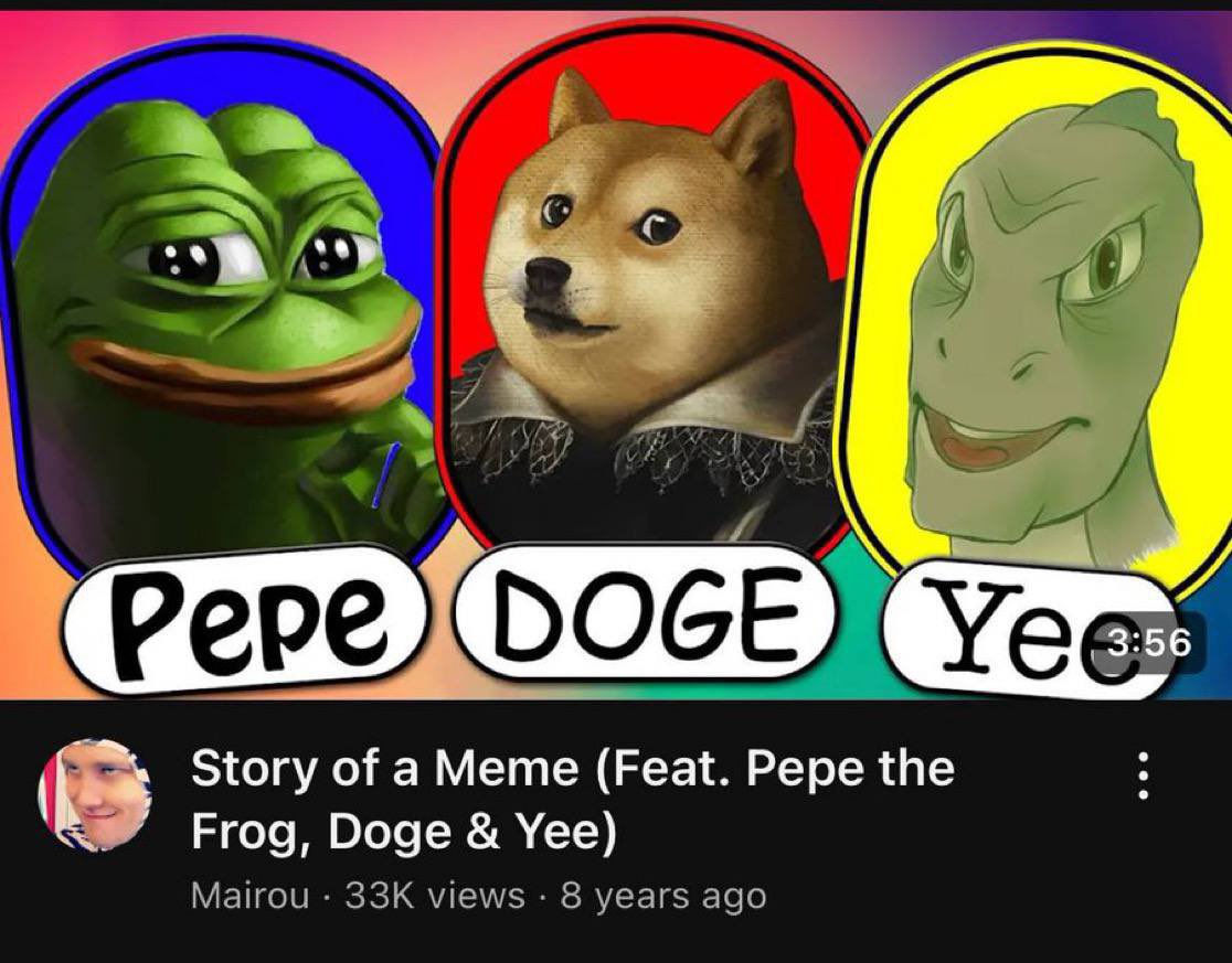 moneymancalls's tweet photo. $YEE deserves a $PEPE run, launched 10 days after pepe. 

$DOGE “such wow”
$PEPE “feels good man”
$YEE “YEE!”

8years ago $YEE along with DOGE and the back then yet to born $PEPE

Now its $YEE time. https://t.co/vdKH3PkAlB