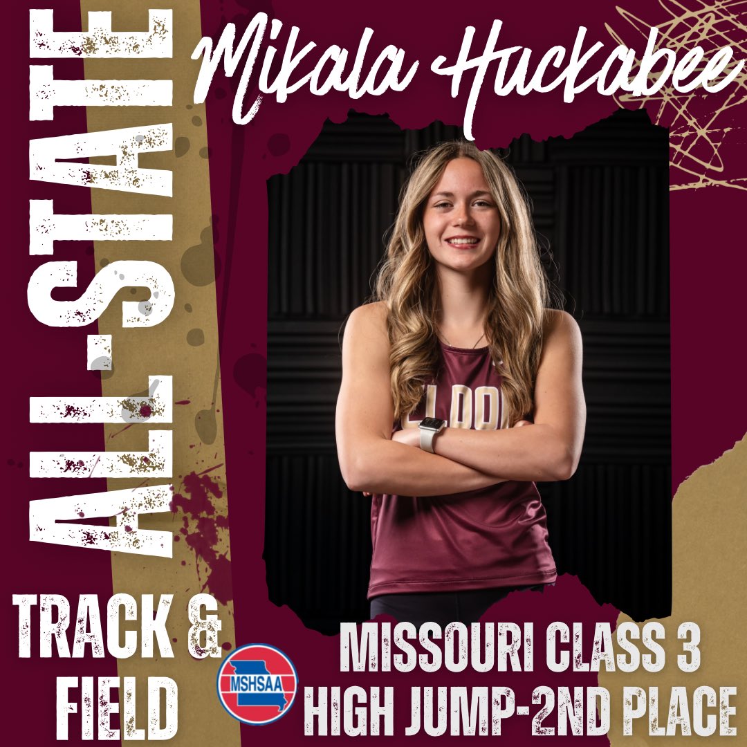 Congratulations to Mikala Huckabee for taking 2nd place in the high jump at the 2025 MSHSAA State Track and Field meet! Mikala jumped 1.59 meters to earn all-state honors! #MustangMade
