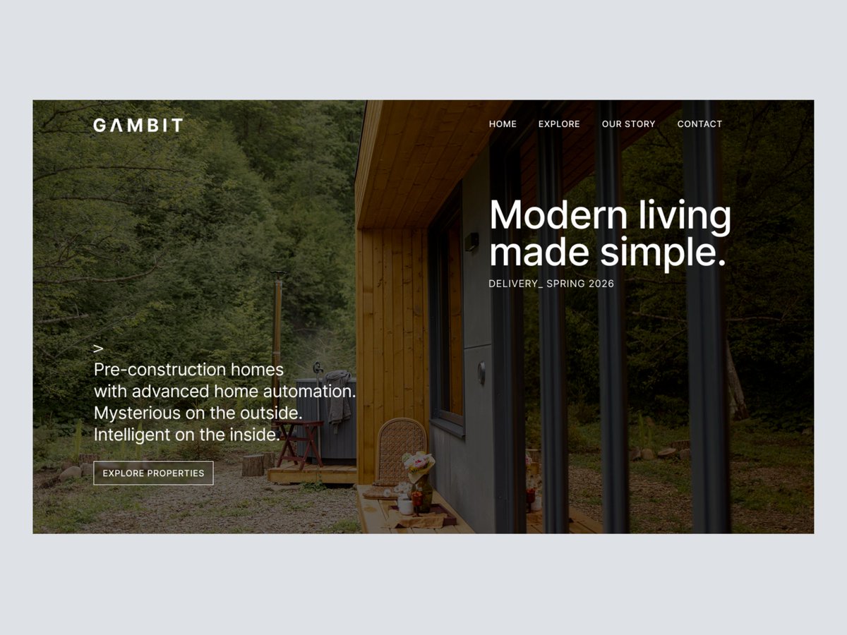 elena_click's tweet photo. landing page design for Gambit, a pre-construction smart home company.

What do you think? 👇
#buildinpublic #uidesign #100DaysOfDesign https://t.co/agdU4cyNS1
