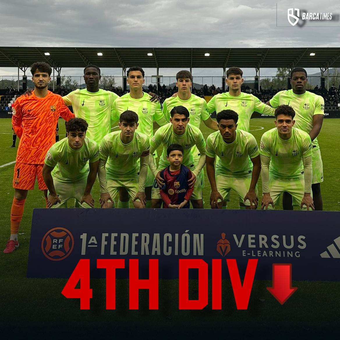 🚨 𝐎𝐅𝐅𝐈𝐂𝐈𝐀𝐋: Barça Atlétic have been RELEGATED to the 𝟒𝐭𝐡 𝐝𝐢𝐯𝐢𝐬𝐢𝐨𝐧 of Spanish football.

Despite winning their game, Osasuna B scored in the 90+6'th minute in their game which relegated the blaugranas. A sad day in the club's history. #fcblive 💔
