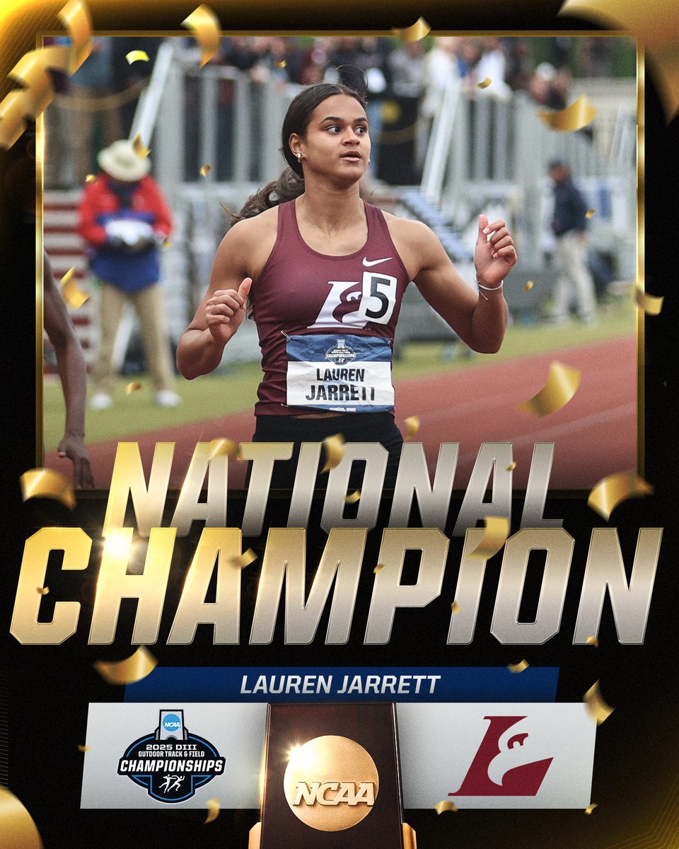NCAA Division III (@ncaadiii) on Twitter photo BACK TO BACK CHAMP🏆
Lauren Jarrett of <a href="/UWLAthletics/">UWL Athletics</a> wins a second-straight title in the women's 100m with a time of 11.30 seconds!
#WhyD3 | #D3tf BACK TO BACK CHAMP🏆
Lauren Jarrett of <a href="/UWLAthletics/">UWL Athletics</a> wins a second-straight title in the women's 100m with a time of 11.30 seconds!
#WhyD3 | #D3tf