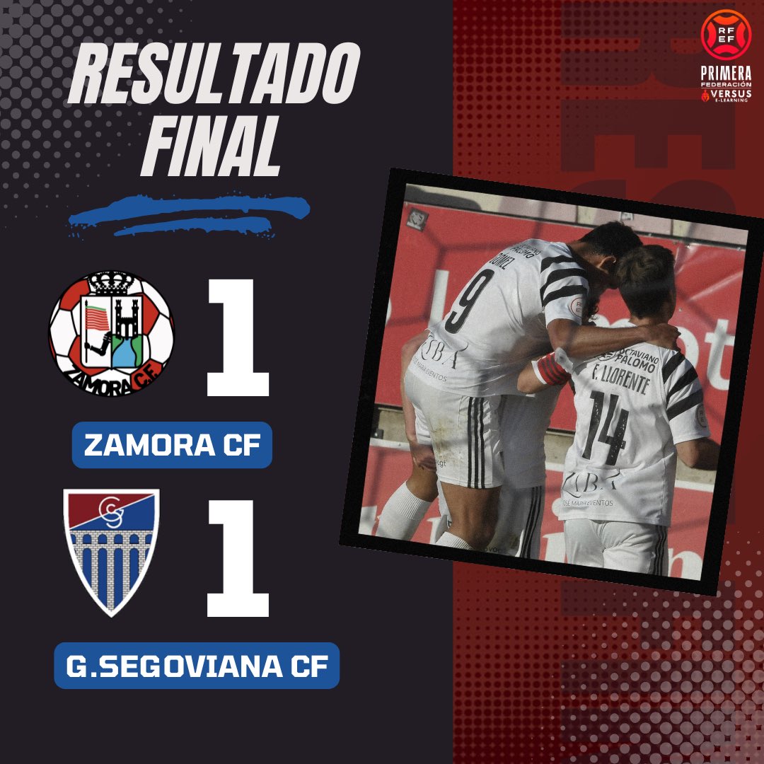 ⚽️ ¡Final!, Final del partido
<a href="/ZCFoficial/">Zamora CF</a> 🆚️ <a href="/lagimnastica/">Gimnástica Segoviana CF</a> 
1-1
#AúpaSego🔵🔴