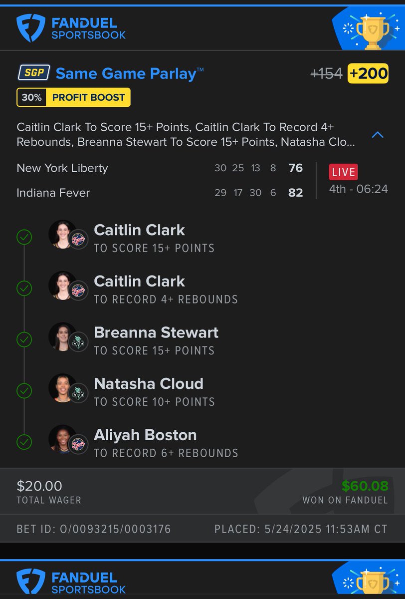 MrConsistency69's tweet photo. Our first WNBA parlay and it hits. Let’s go.  #WNBA #Bets #sports #bang #gambling #riskybuisness #Women #money https://t.co/JiOvtXk3g8