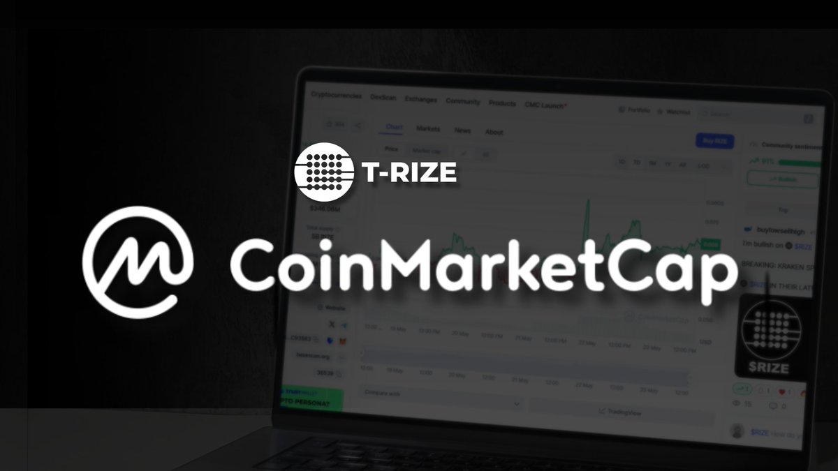 T-RIZE (@trize_io) on Twitter photo RIZE is LIVE on <a href="/CoinMarketCap/">CoinMarketCap</a>!
Track verified data, real-time price, and project updates, all in one place.
A key step in boosting visibility and transparency for $RIZE.
Check it out: coinmarketcap.com/currencies/riz… RIZE is LIVE on <a href="/CoinMarketCap/">CoinMarketCap</a>!
Track verified data, real-time price, and project updates, all in one place.
A key step in boosting visibility and transparency for $RIZE.
Check it out: coinmarketcap.com/currencies/riz…