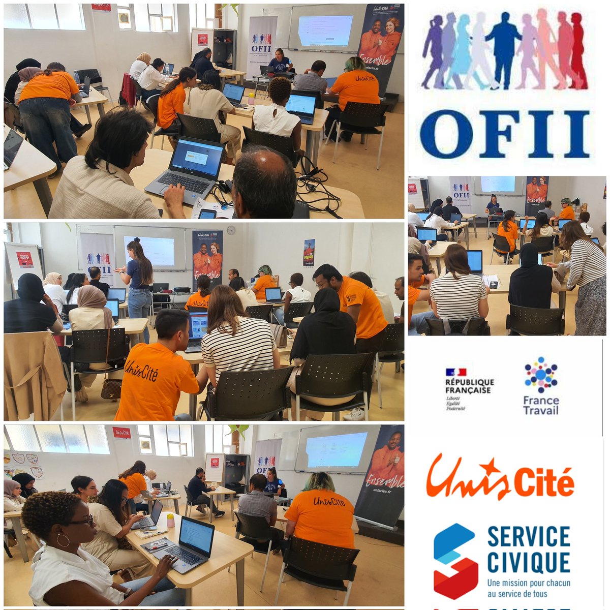 BOOSTER L'INTÉGRATION 
Depuis 2022 pour <a href="/OFII_Nice/">OFII NICE</a>, <a href="/uniscite06/">Unis Cité Nice</a>
Mobilise ses <a href="/ServiceCivique/">Service Civique</a>
pour aider les signataires du contrat d'Intégration Républicaine dans les démarches en ligne. Hier c'était inscription à <a href="/FTravail_06/">France Travail Dépt. 06</a> et installation de l'appli mobile “Travailler en 🇨🇵”.