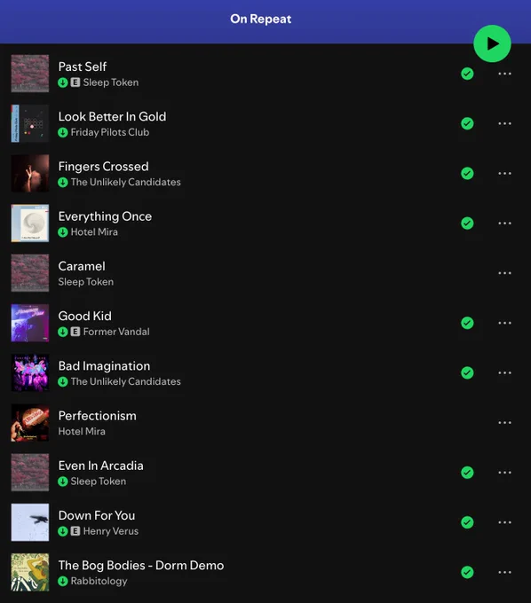 Icon x on repeat but I only listen to like three bands at a time