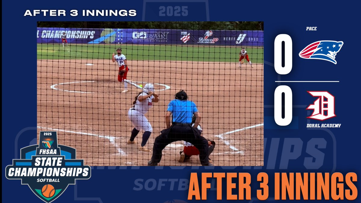FHSAA (@fhsaa) on Twitter photo 2025 #FHSAA 🥎 State Championships🏆-Class 6A State Championship
Thru 3:
<a href="/softball_Pace/">Pace High School Softball</a>, 0
<a href="/DoralSoftball/">Doral Academy Softball</a>, 0
Tune in and watch LIVE on <a href="/NFHSNetwork/">NFHS Network</a>
#StateChampionships #Class6A 2025 #FHSAA 🥎 State Championships🏆-Class 6A State Championship
Thru 3:
<a href="/softball_Pace/">Pace High School Softball</a>, 0
<a href="/DoralSoftball/">Doral Academy Softball</a>, 0
Tune in and watch LIVE on <a href="/NFHSNetwork/">NFHS Network</a>
#StateChampionships #Class6A