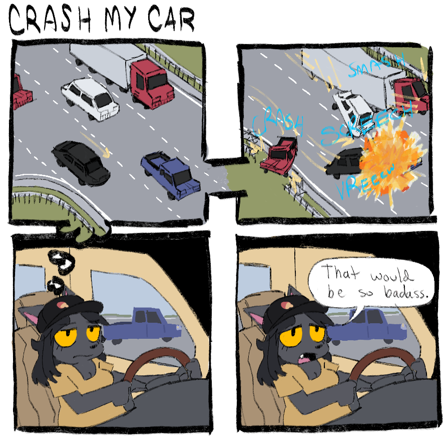 Thought about this comic I made in 2022 when I first got my license
