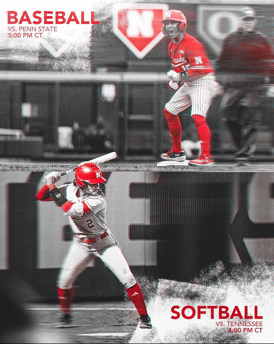 Nebraska Huskers (@huskers) on Twitter photo Cancel those Saturday night plans Husker Nation.
We've got doubleheader postseason action for <a href="/HuskerBaseball/">Nebraska Baseball</a> & <a href="/HuskerSoftball/">Nebraska Softball</a> tonight.
GBR! โพ๏ธ๐ฅ๐ช Cancel those Saturday night plans Husker Nation.
We've got doubleheader postseason action for <a href="/HuskerBaseball/">Nebraska Baseball</a> & <a href="/HuskerSoftball/">Nebraska Softball</a> tonight.
GBR! โพ๏ธ๐ฅ๐ช