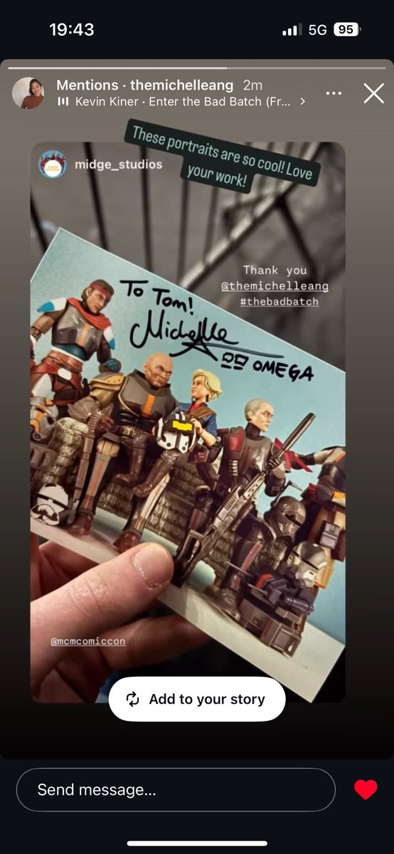 MRMIDGE's tweet image. I MADE IT ONTO MICHELLES INSTA STORY 💪 I AM WINNING. BAD BATCH FOREVER