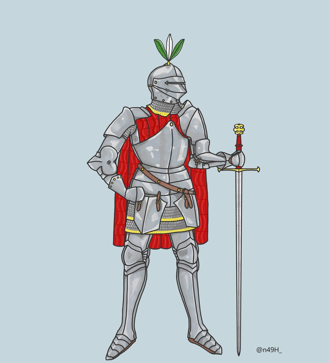 n49h_'s tweet photo. A man at arms from the former Kingdom of Velagone, now simply referred to as the "Sud Nobile" or "Noble South." This region was once united under one flag just two generations ago, but fell due to the King leaving no legitimate heirs, but many bastards who all wanted the throne.- https://t.co/ng8sffD4mV
