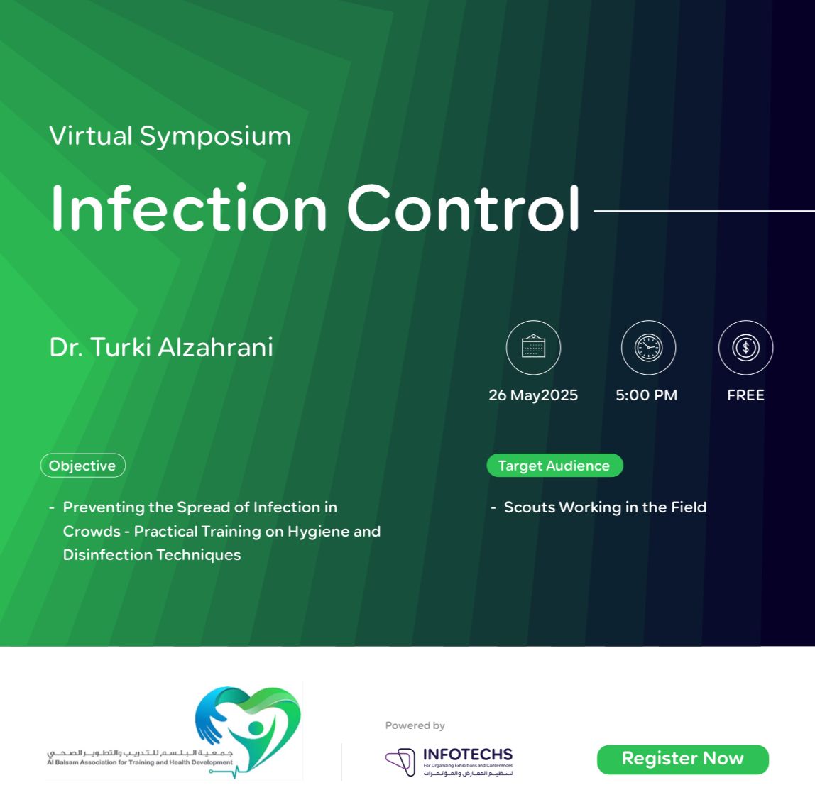 Get Ready and Join us for our virtual symposium. 🤩

“Infection Control”

E-Certificate will be provided.

📌 Register Today : saamcourses.infotechsevents.com/courses/enroll…

🗓 26 May 2025

#infectioncontrol