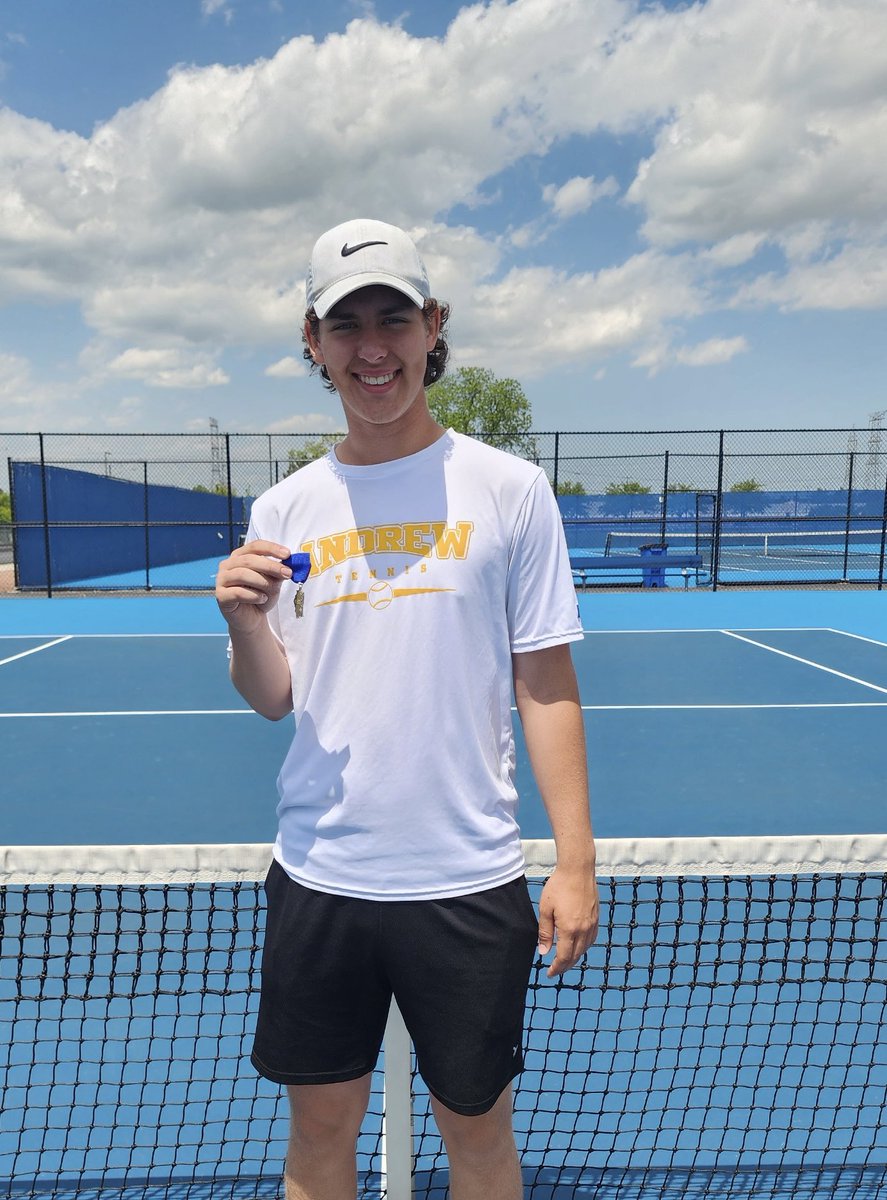 We again have the Sectional singles  champion at Andrew! Congrats Ean Harvey on your 2 straight set semi and finals wins Saturday at the Sandburg Sectional.Andrew takes 2nd out of  10 teams 6 points behind Champion Sandburg. On to State! 3 in a row for Ean!